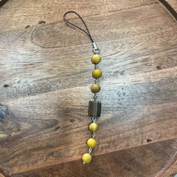 Yellow Jasper & Tiger's Eye Grounding Beaded Dangle Phone Charm - Picture 1 of 3